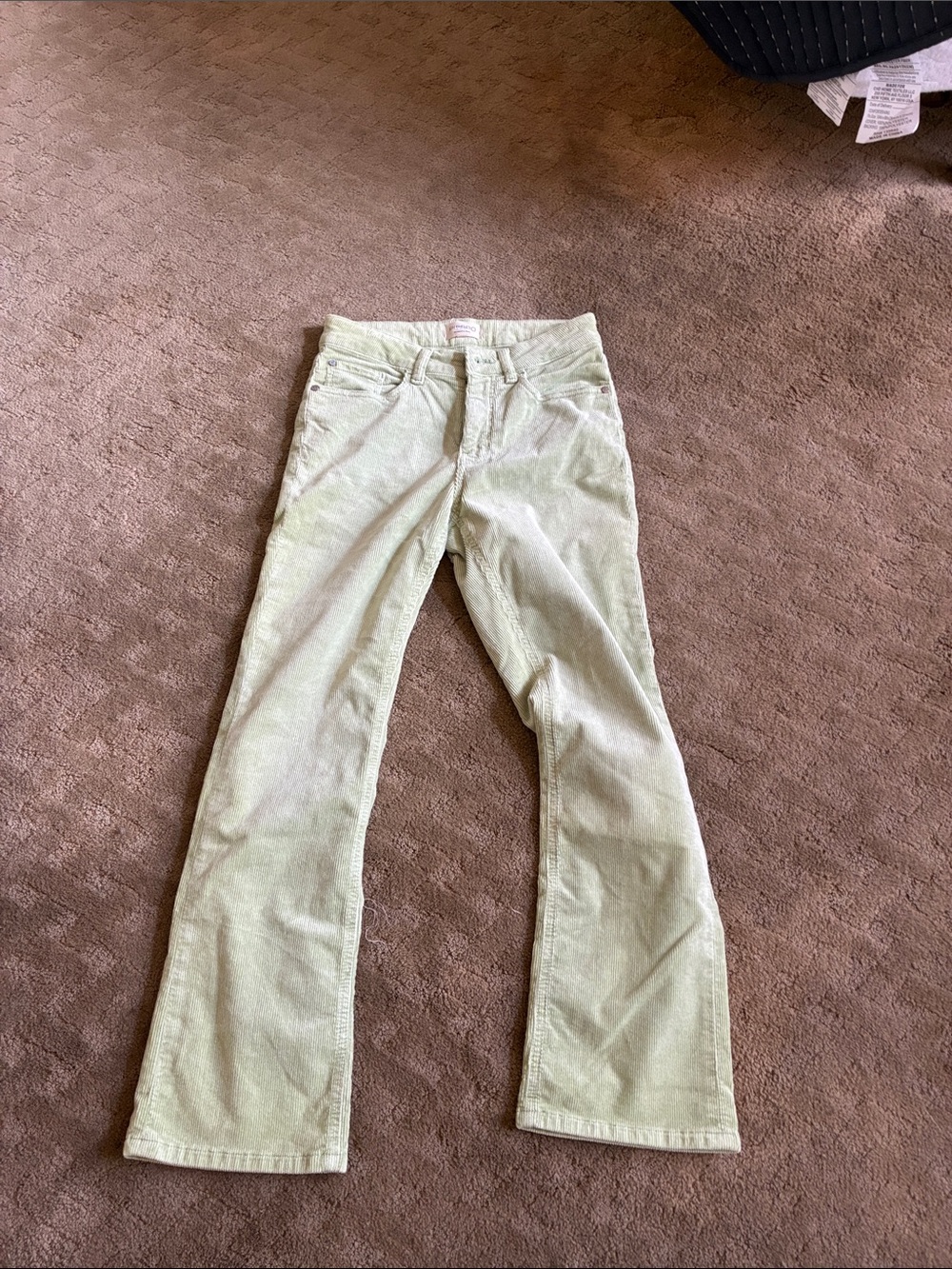 Pilcro Pale Green Straight-Leg Corduroy Pants